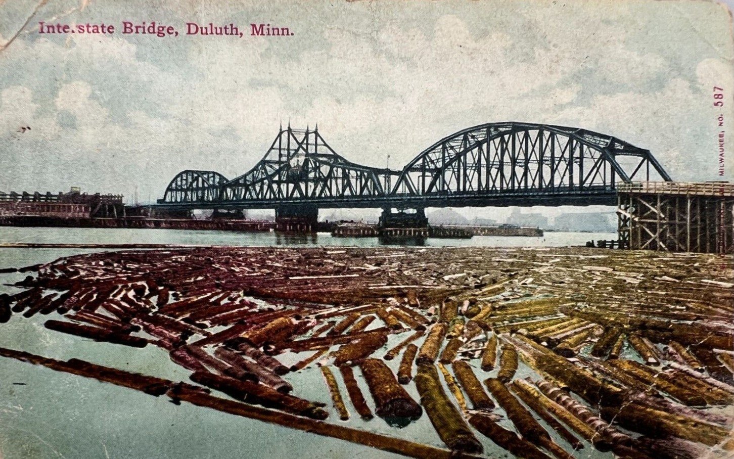 Historic postcard of bridge